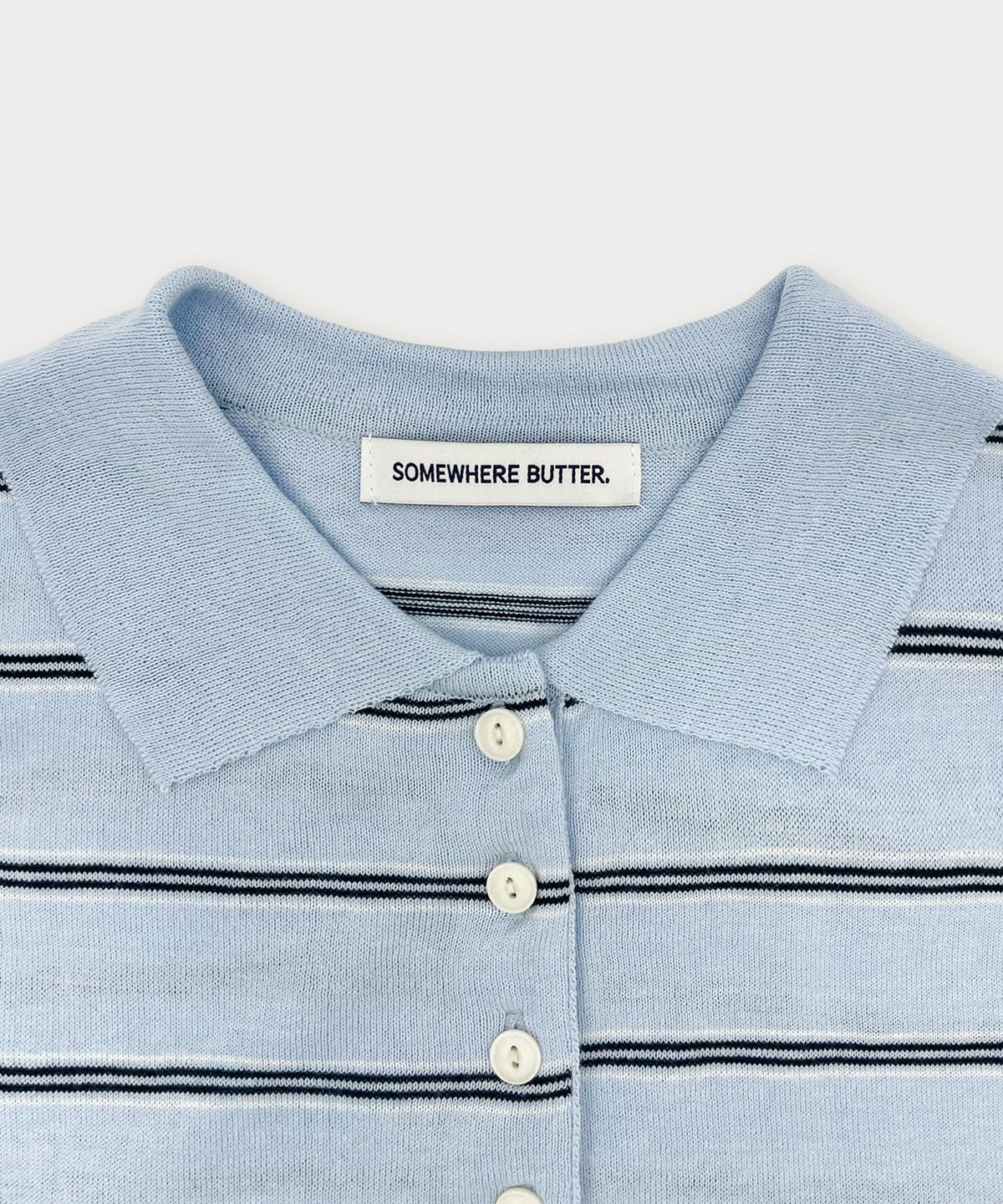 썸웨어버터(SOMEWHEREBUTTER) Champ Stripe Knit - Light Blue