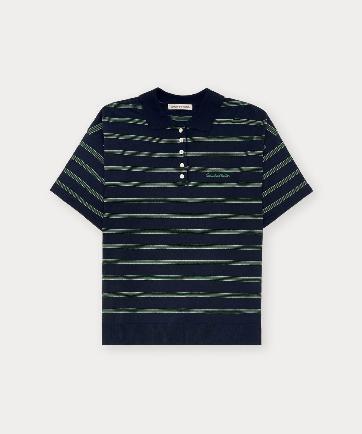 썸웨어버터(SOMEWHEREBUTTER) Champ Stripe Knit - Navy