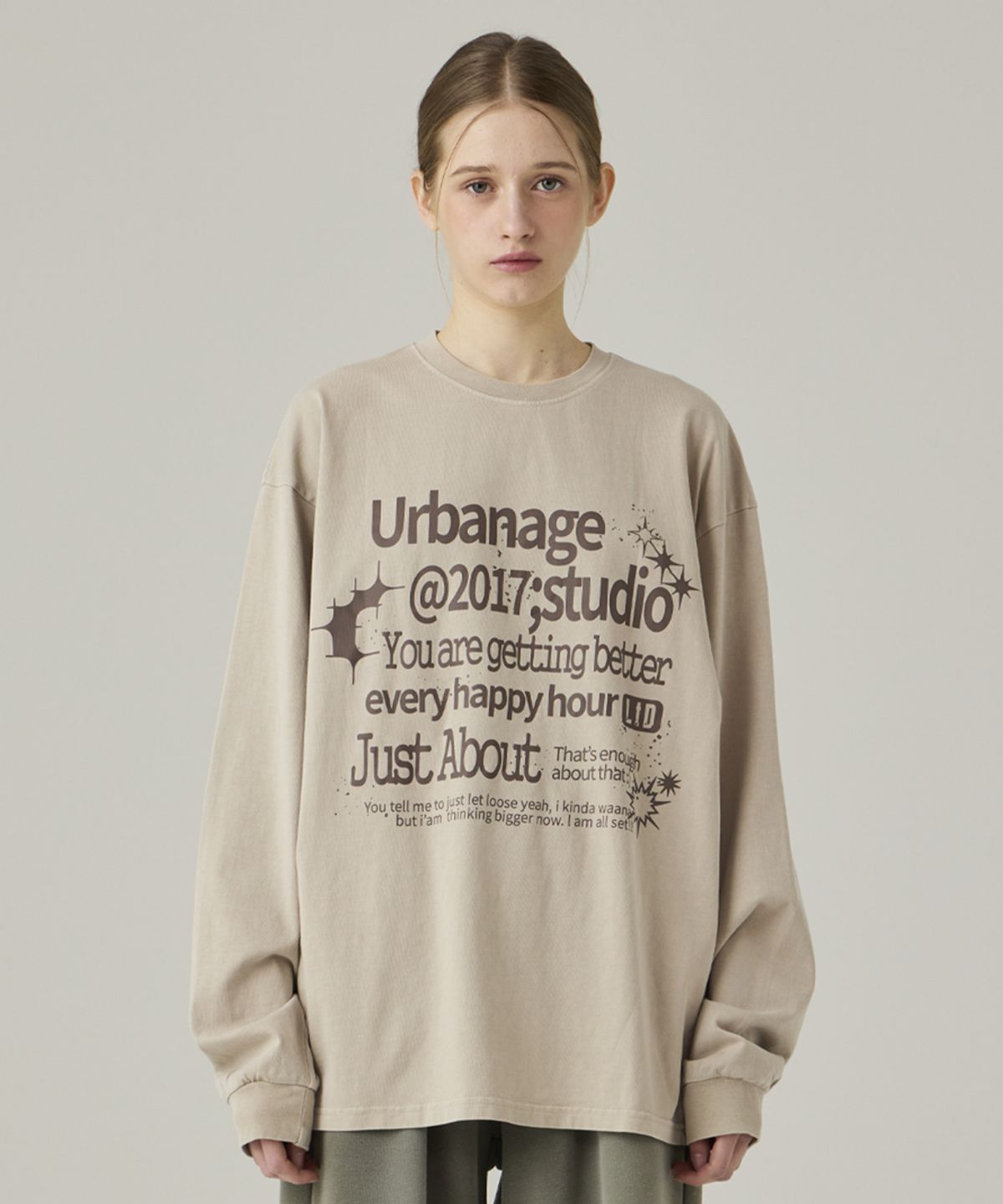 어반에이지(URBANAGE) [2PACK] Just About 피그먼트 오버 롱슬리브 4color