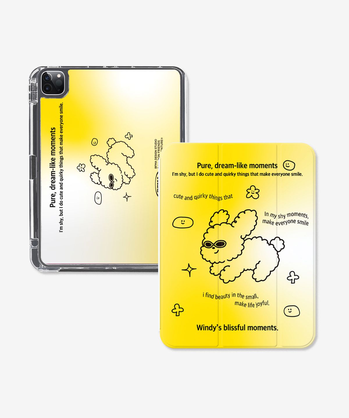 벌룬프렌즈(BALLOON FRIENDS) 점핑 윈디 그라데이션 (옐로우) 3단 커버 분리형 아이패드 케이스