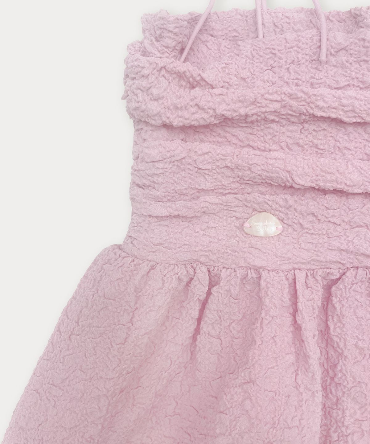 썸웨어버터(SOMEWHEREBUTTER) Rony Shirring Mini Dress - Pink
