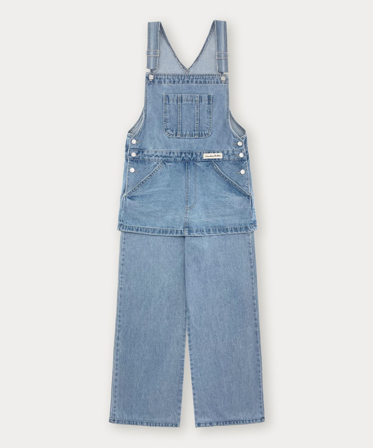 썸웨어버터(SOMEWHEREBUTTER) Combi Denim Overall - Middle Blue