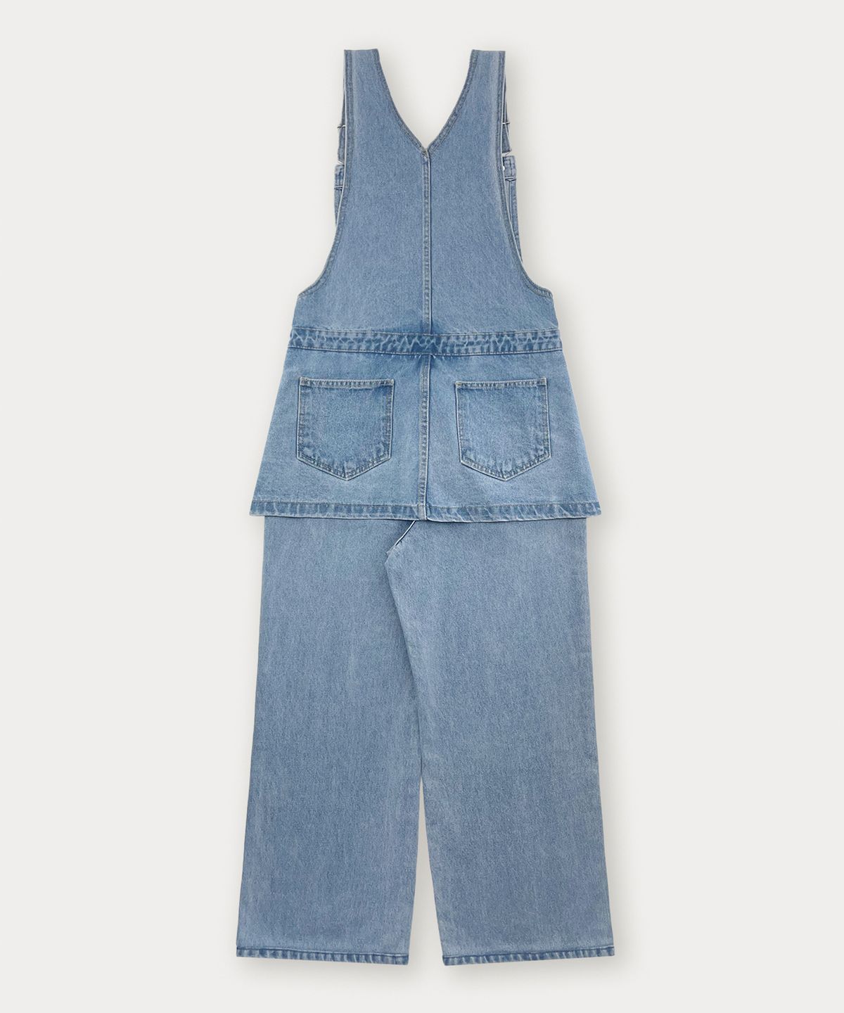썸웨어버터(SOMEWHEREBUTTER) Combi Denim Overall - Middle Blue