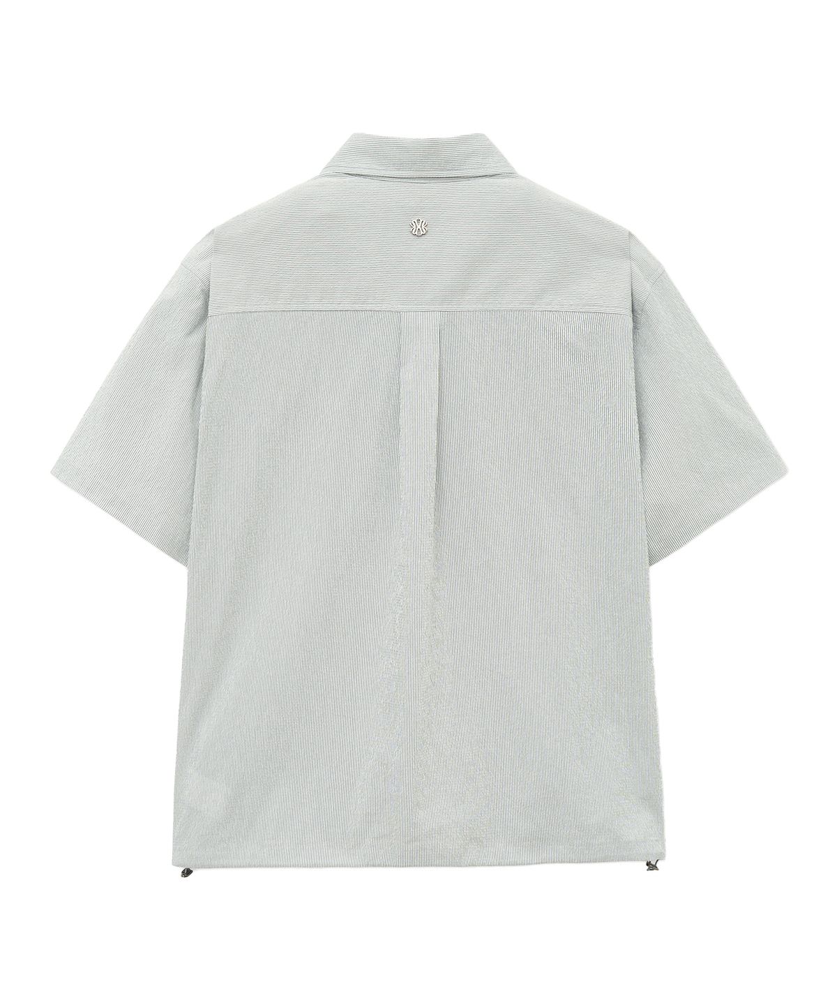 언지미크(UNGIMMICK) PINSTRIPE SHORT SLEEVE SHIRT (LIGHT GRAY)