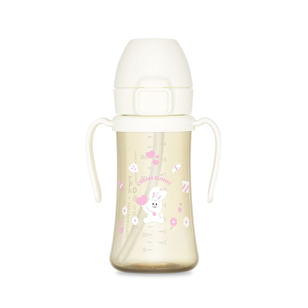 그로미미(GROSMIMI) 노티드 PPSU 크림버니 빨대컵 300ml (밀크)