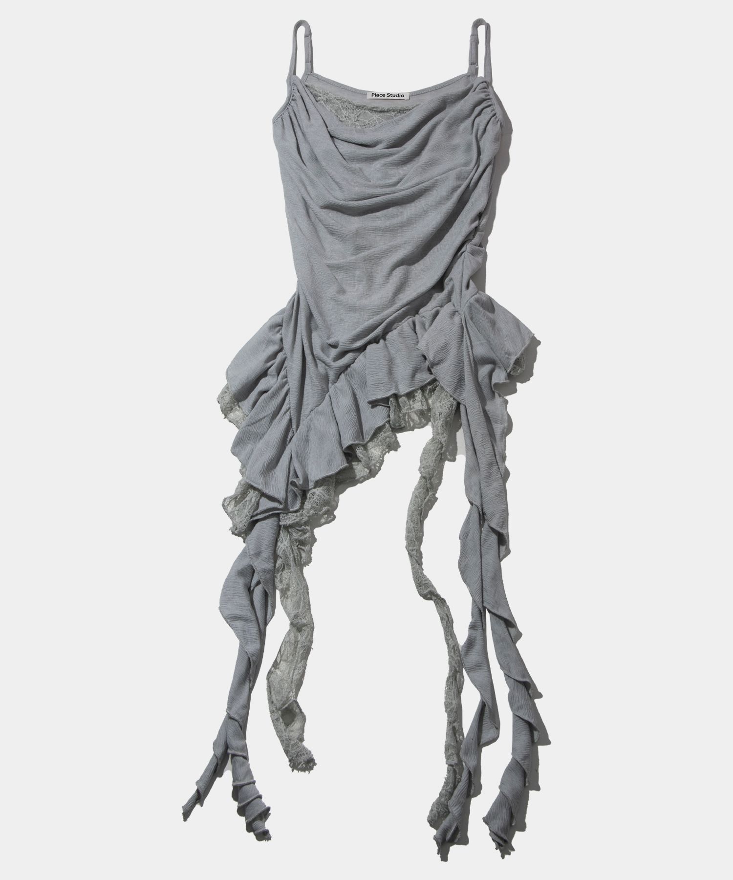 Lace Frill Layered Slim Fit Side Shirring Nashi Sleeveless _ 2COLOR