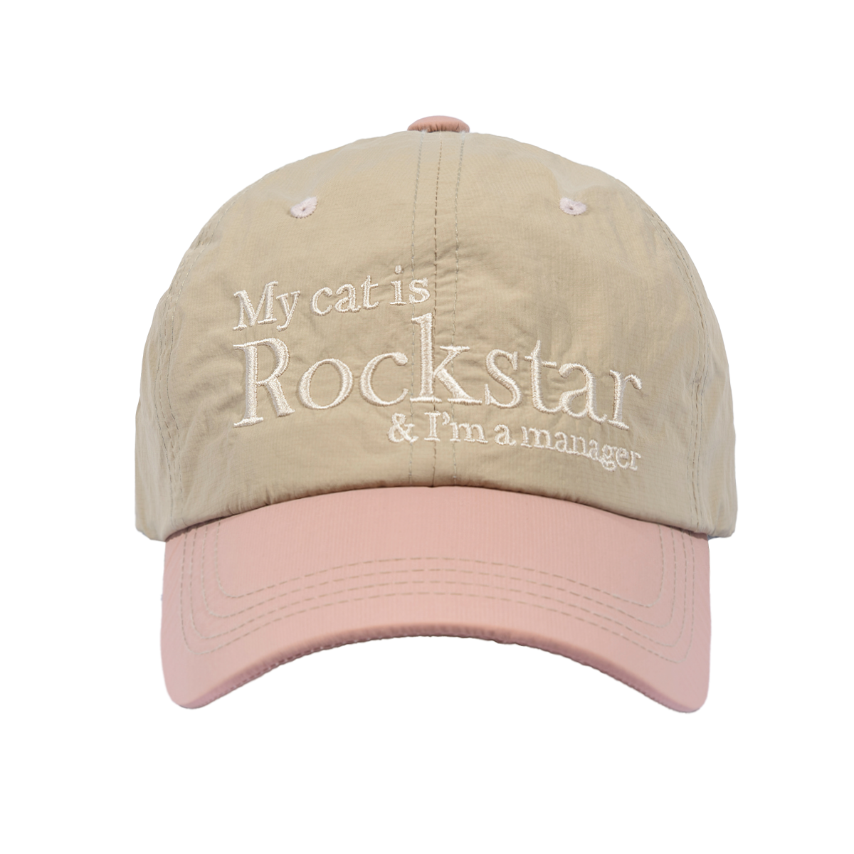 조거쉬(JOEGUSH) Rockstar cat Nylon cap (Beige/Dusty Pink)
