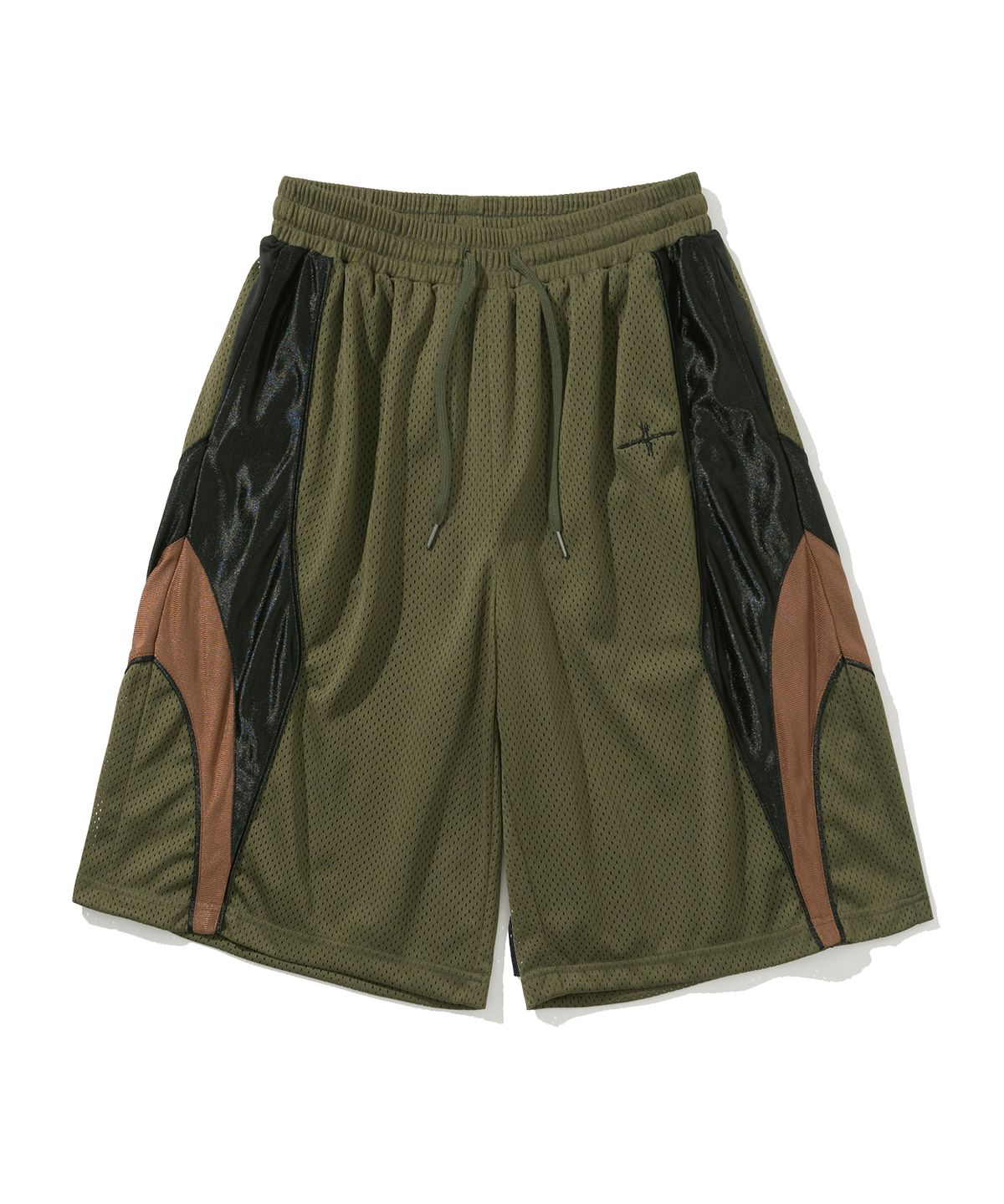 낫포너드(NOT4NERD) 4 Symbol Colour Block Mesh Shorts - Khaki