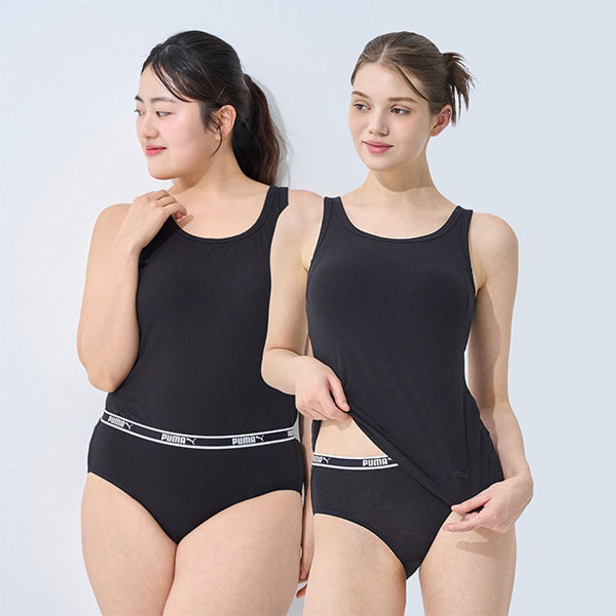 푸마 바디웨어(PUMA BODYWEAR) [2SET] 여성 실키 터치 레이온 브라탑+팬티