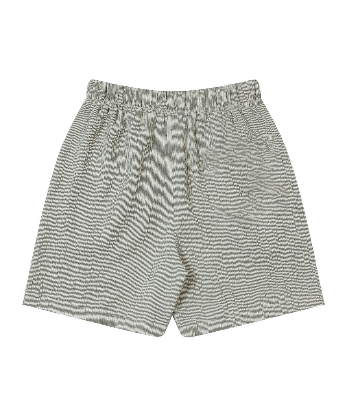 아모우(AMOU) Wrinkle stripe shorts black