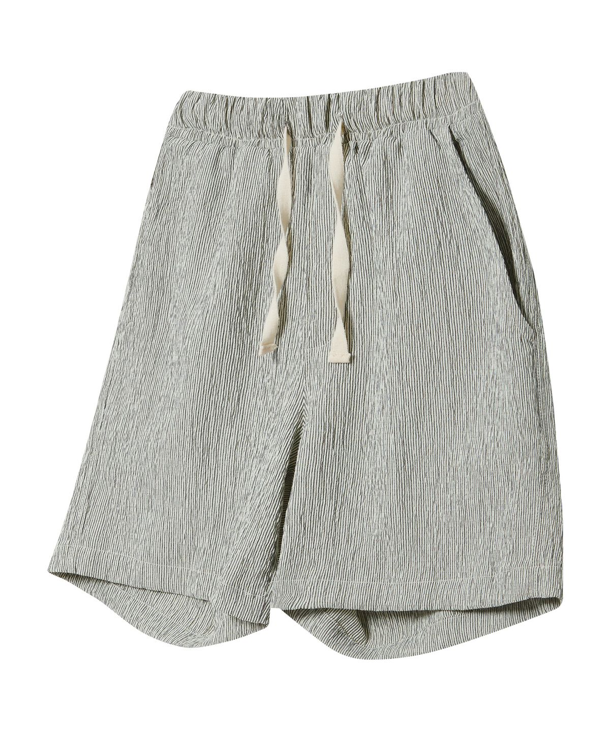 아모우(AMOU) Wrinkle stripe shorts black