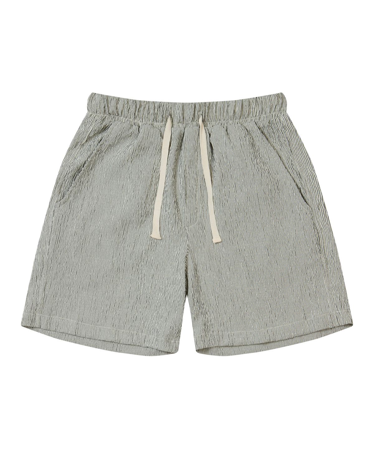 아모우(AMOU) Wrinkle stripe shorts black