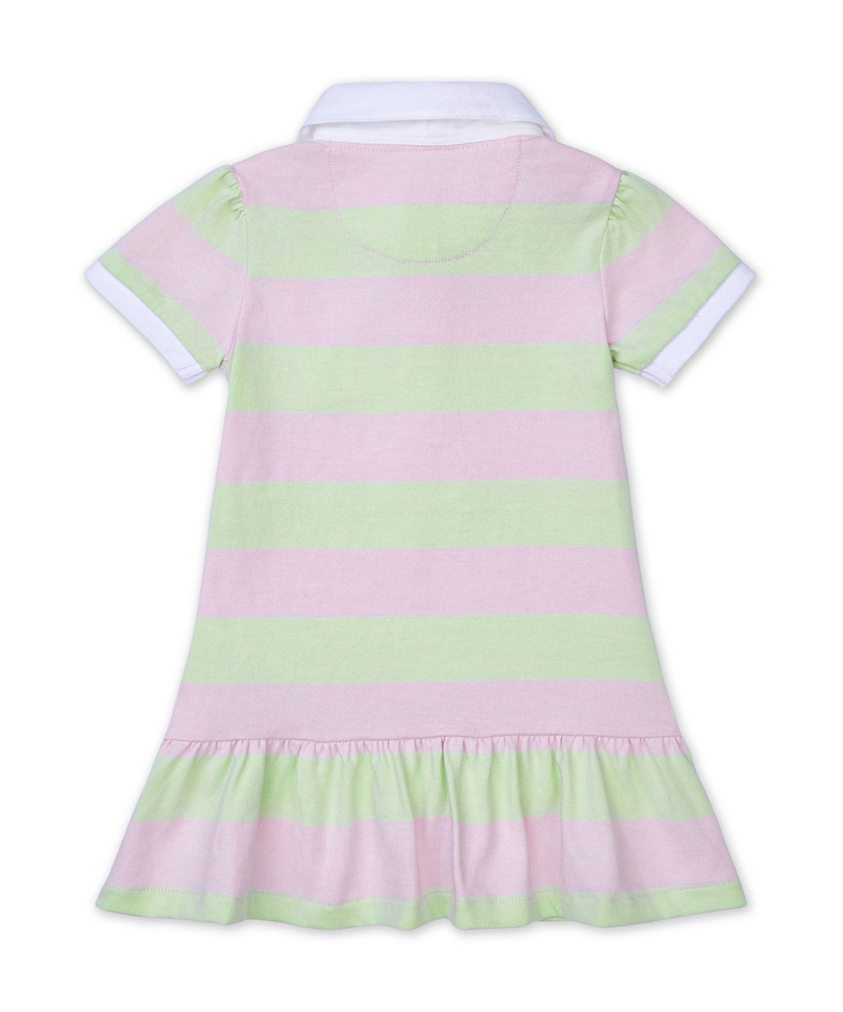 폴로 랄프 로렌 칠드런(POLO RALPH LAUREN CHILDREN) 스트라이프 코튼 럭비 드레스 앤 블루머-라이크 핑크
