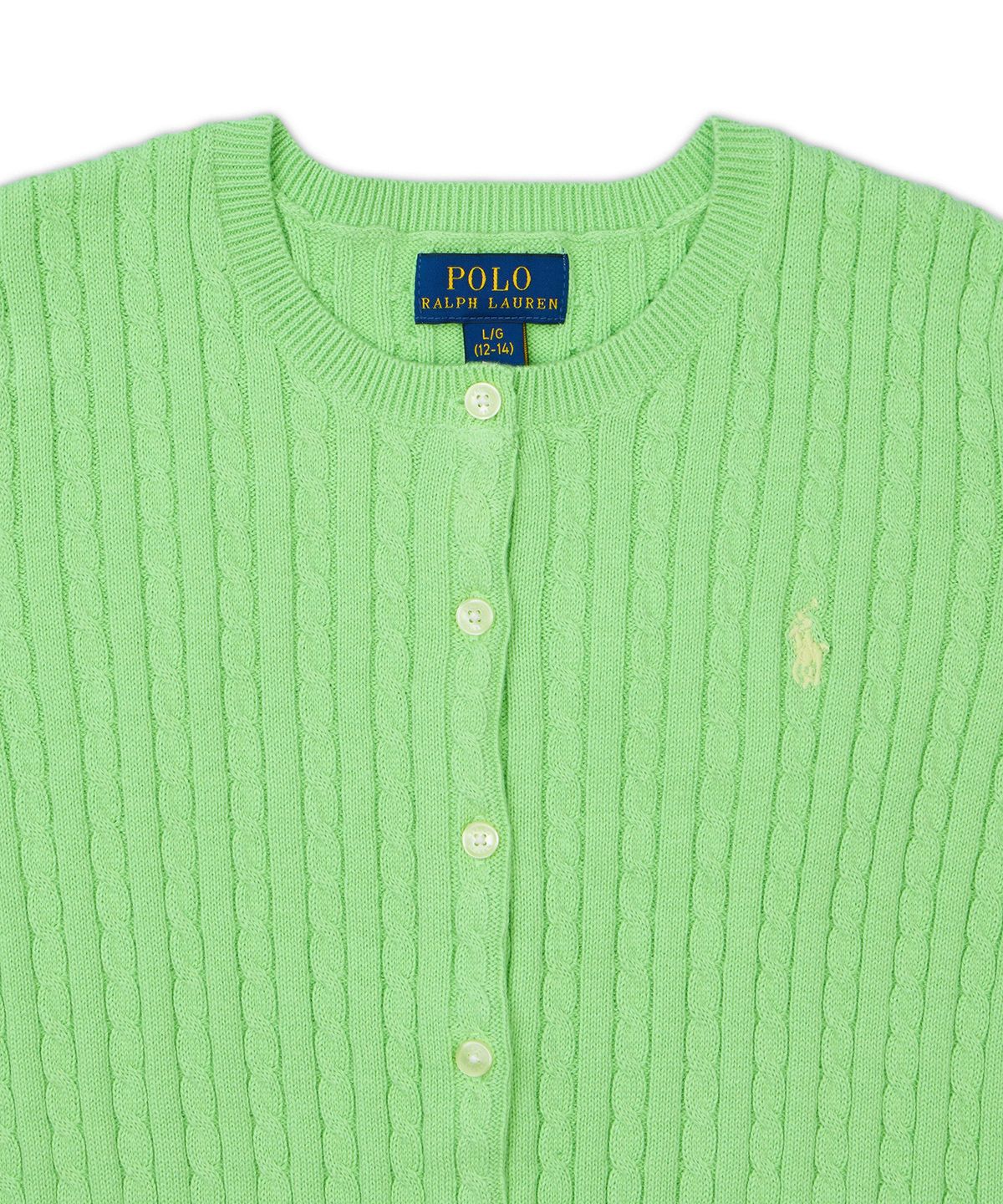 폴로 랄프 로렌 칠드런(POLO RALPH LAUREN CHILDREN) [여아 7-17세]미니 케이블 코튼 숏 슬리브 카디건-그린