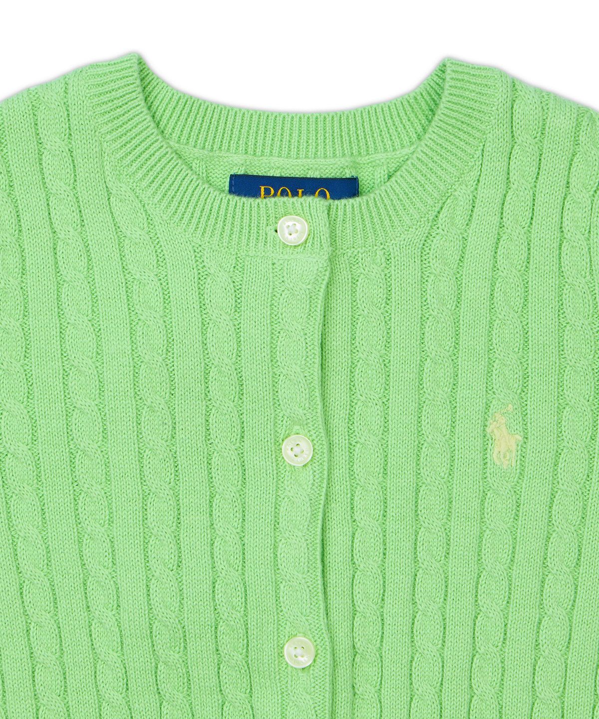 폴로 랄프 로렌 칠드런(POLO RALPH LAUREN CHILDREN) 미니 케이블 코튼 숏 슬리브 카디건-그린