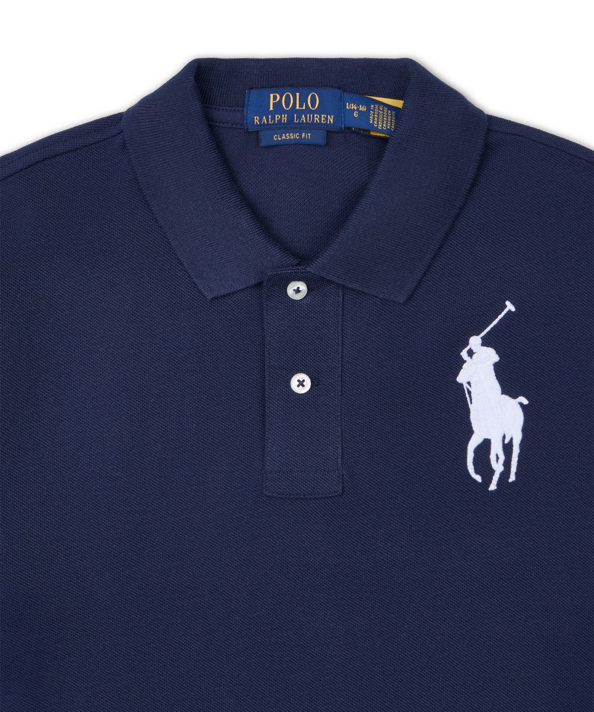 폴로 랄프 로렌 칠드런(POLO RALPH LAUREN CHILDREN) 빅 포니 코튼 메시 폴로 셔츠-네이비