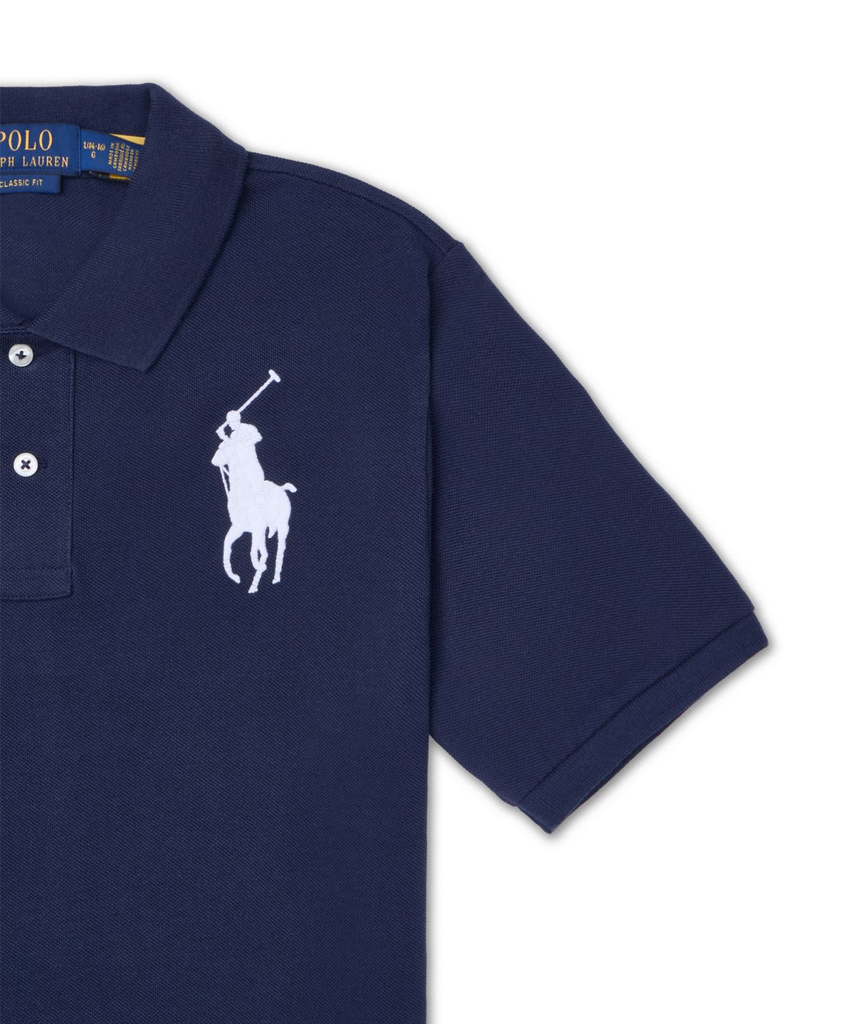 폴로 랄프 로렌 칠드런(POLO RALPH LAUREN CHILDREN) 빅 포니 코튼 메시 폴로 셔츠-네이비
