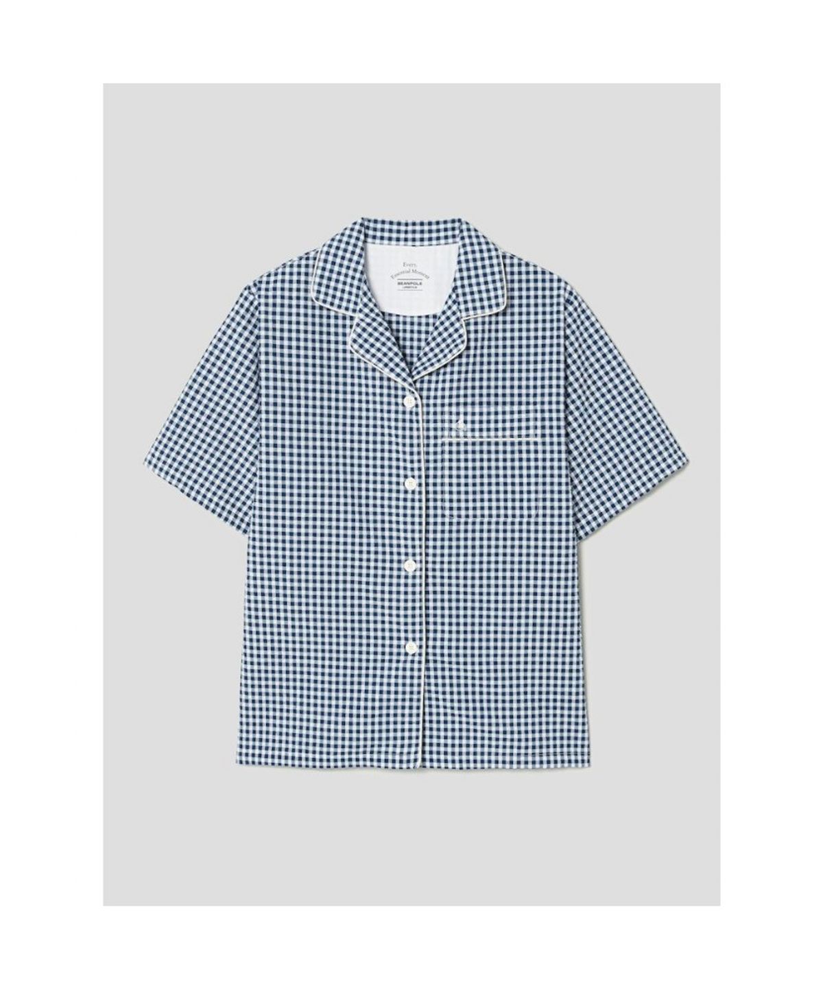 빈폴 액세서리(BEANPOLE ACCESSORY) 코튼 폴리 시어서커 깅엄체크 반소매 파자마 SET - 네이비