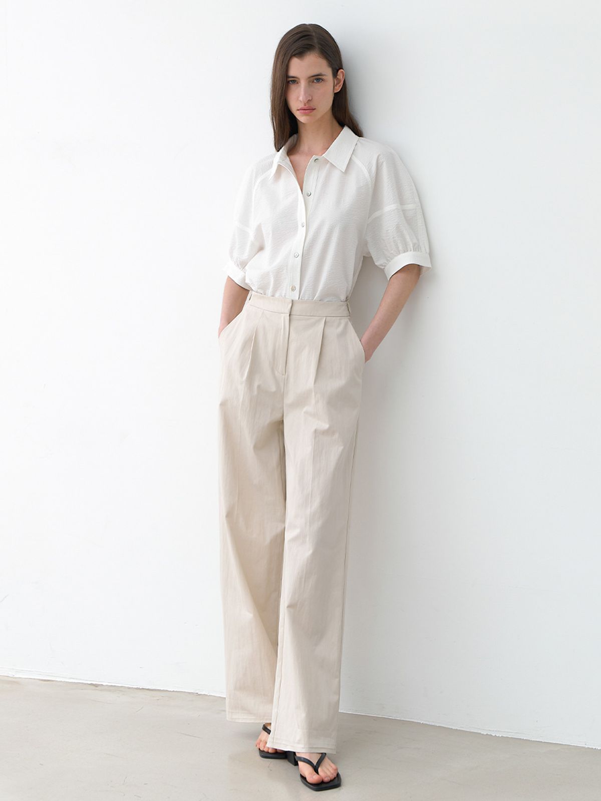 아틀리에 나인(ATELIER NAIN) WAIST DOUBLE STRAP TUCK PANTS(PT-5642)