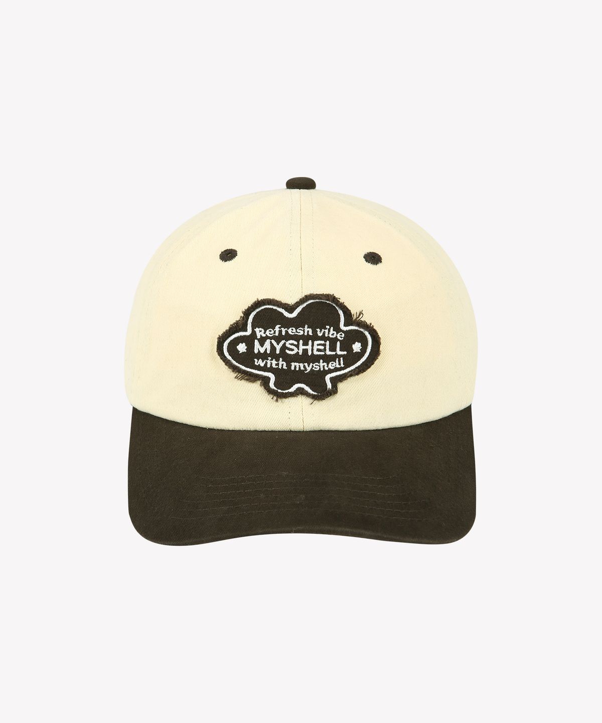 마이쉘(MYSHELL) 아플리케 투톤 피치 볼캡_20212CP
