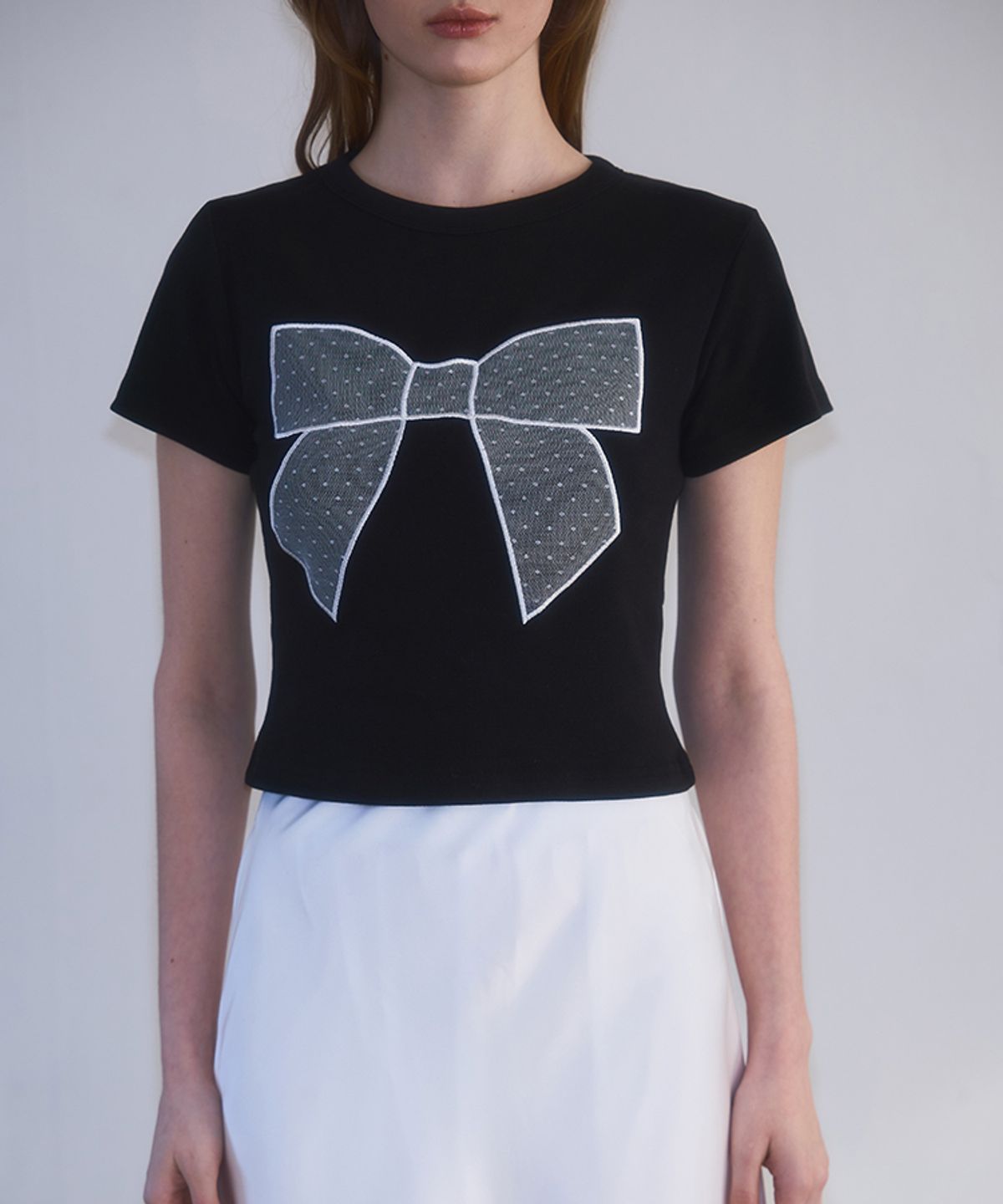 로제프란츠(ROSEFRANTZ) Lace Ribbon T-shirt [Black]