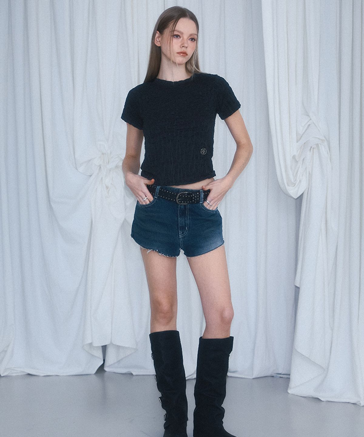 로제프란츠(ROSEFRANTZ) Wrinkle Slimfit T-shirt [Black]