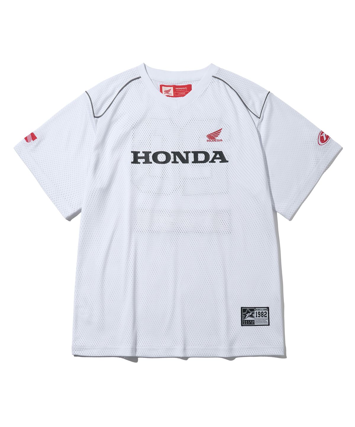 핍스 모터사이클(PHYPS MOTORCYCLE) Motorcycle Piping Mesh Short Sleeve White