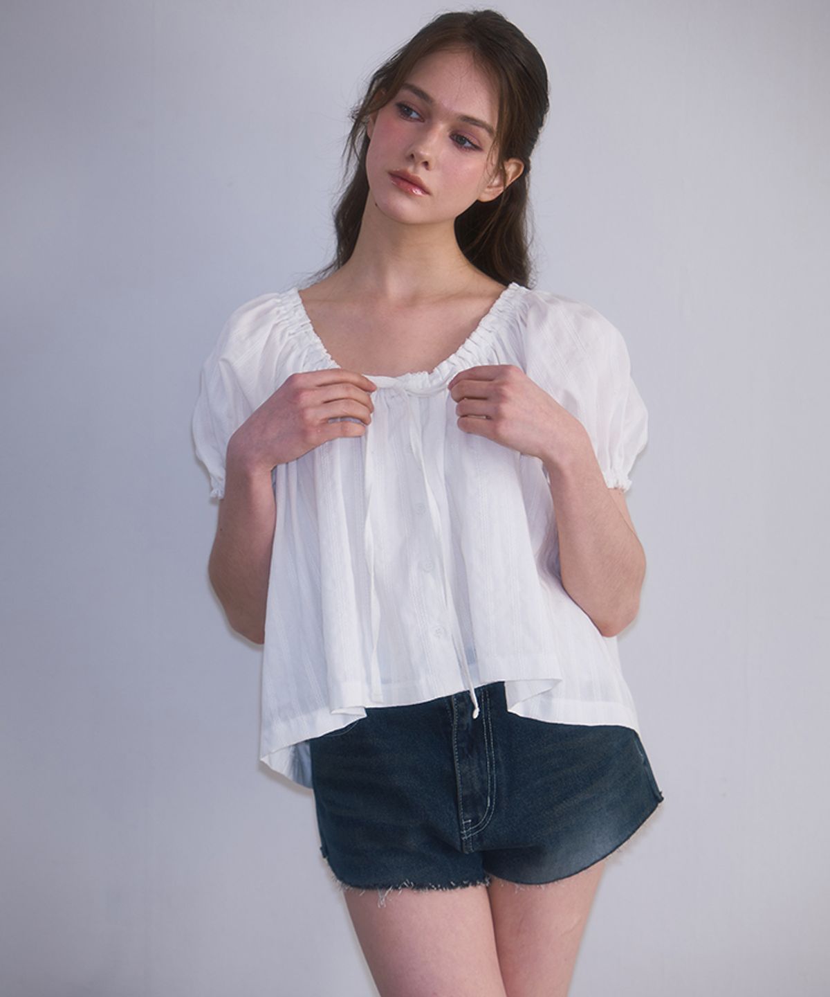 로제프란츠(ROSEFRANTZ) Puff Ribbon Blouse [White]
