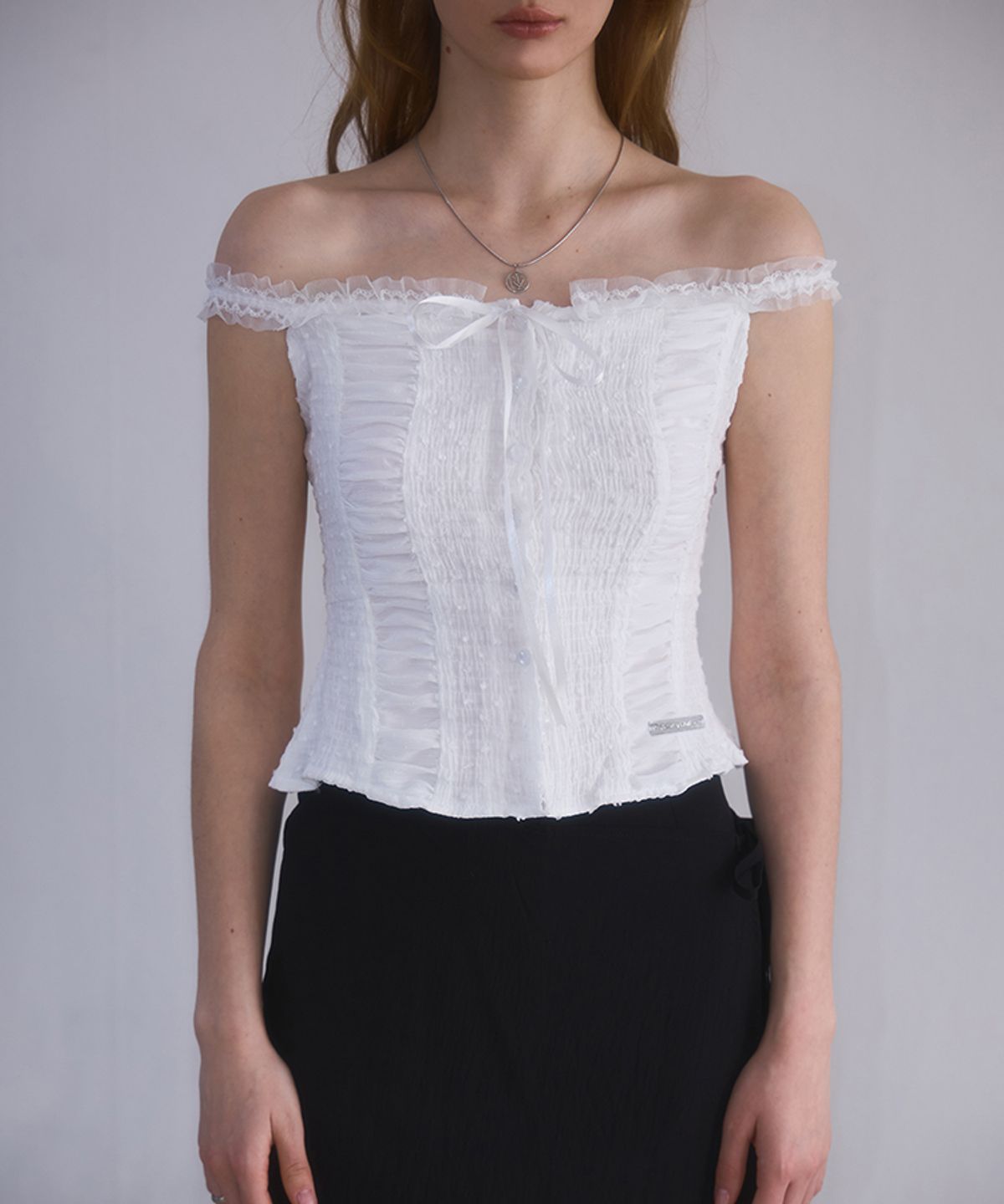 로제프란츠(ROSEFRANTZ) Lace Off Shoulder Sleeveless [White]