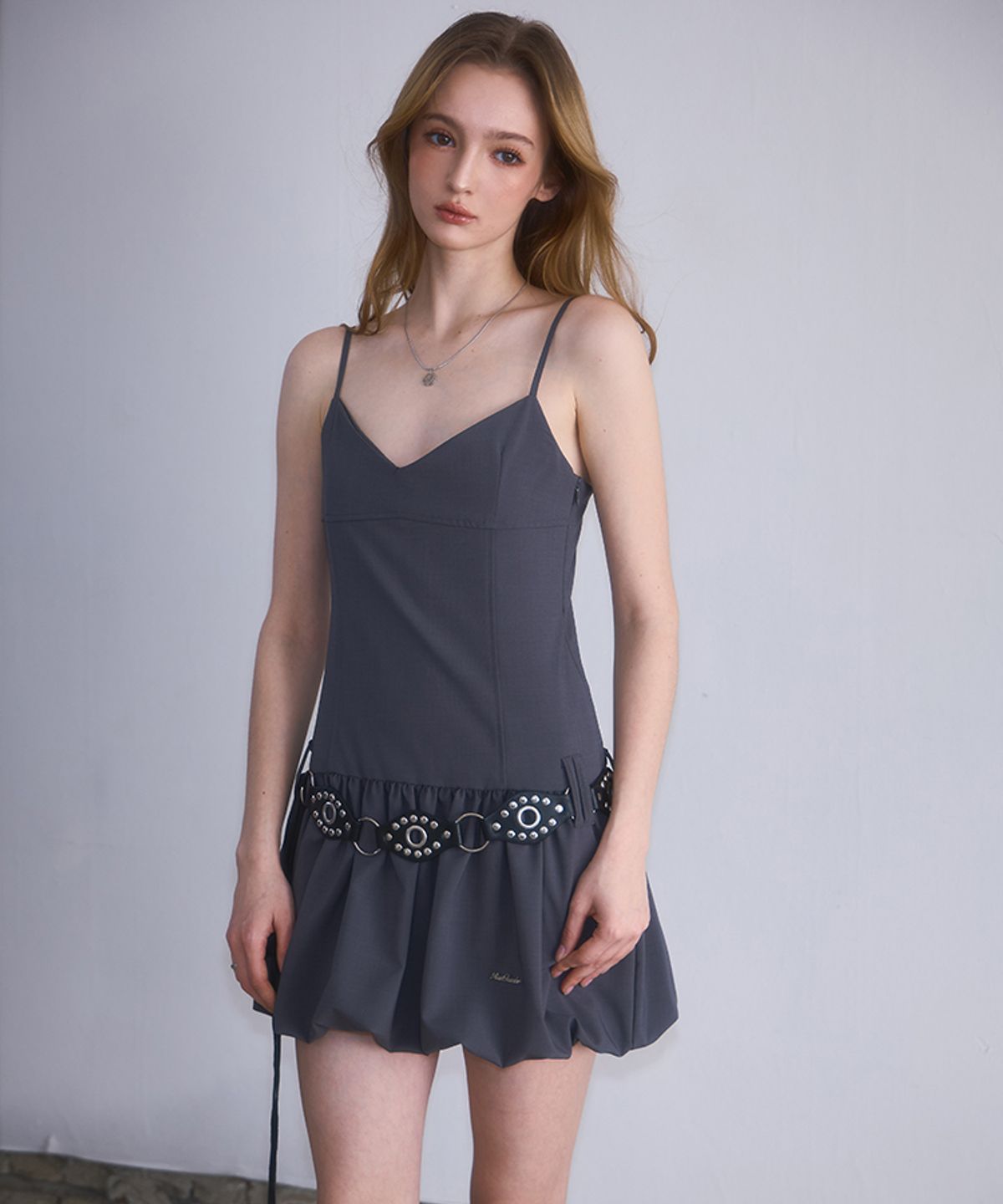 로제프란츠(ROSEFRANTZ) Rose Balloon Mini Dress [Charcoal]