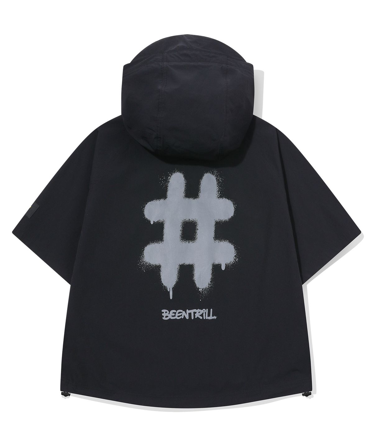 빈트릴 뉴욕(BEENTRILL NEWYORK) 우먼즈 스프레이 로고 우븐 아노락 점퍼(블랙)