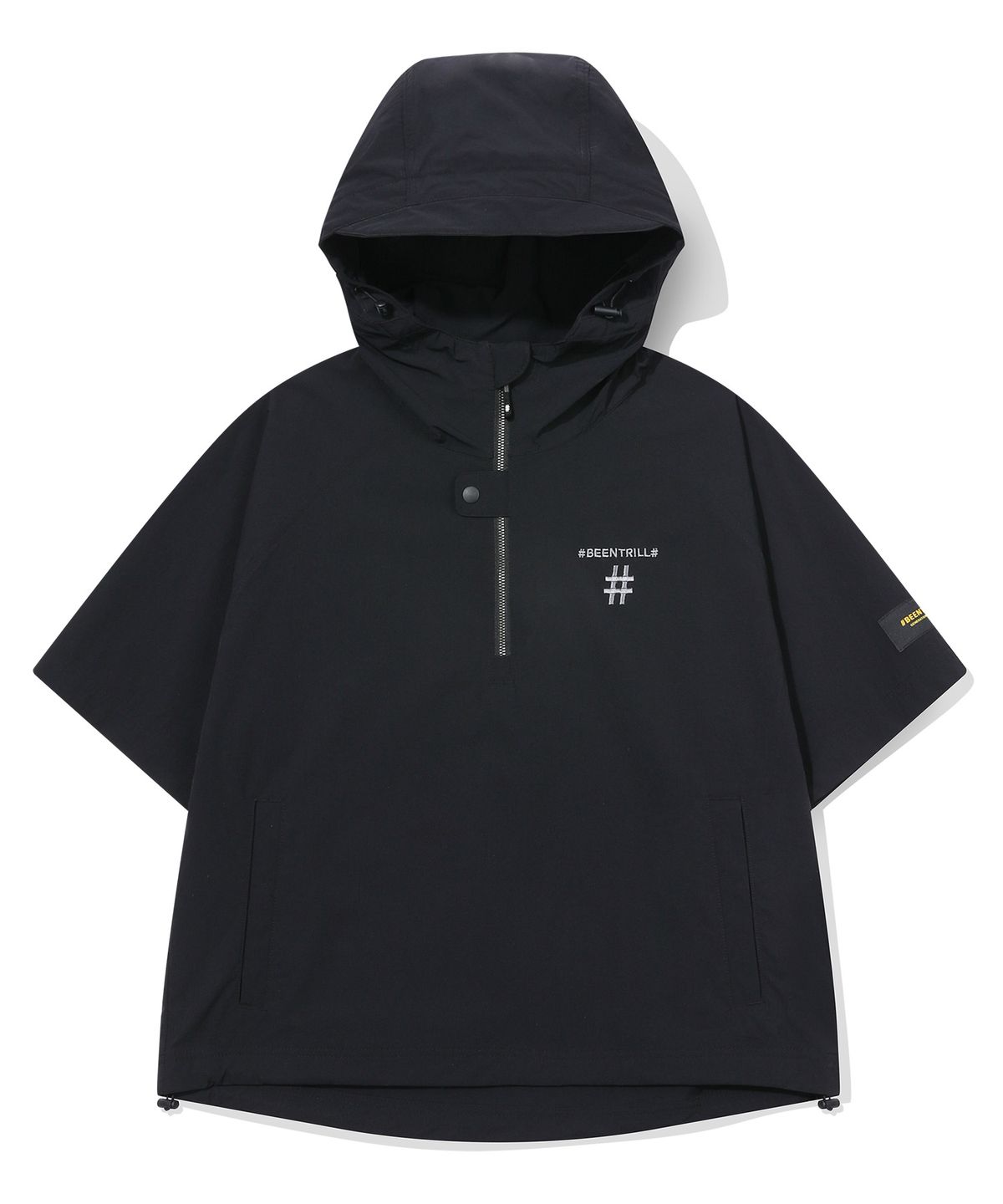 빈트릴 뉴욕(BEENTRILL NEWYORK) 우먼즈 스프레이 로고 우븐 아노락 점퍼(블랙)