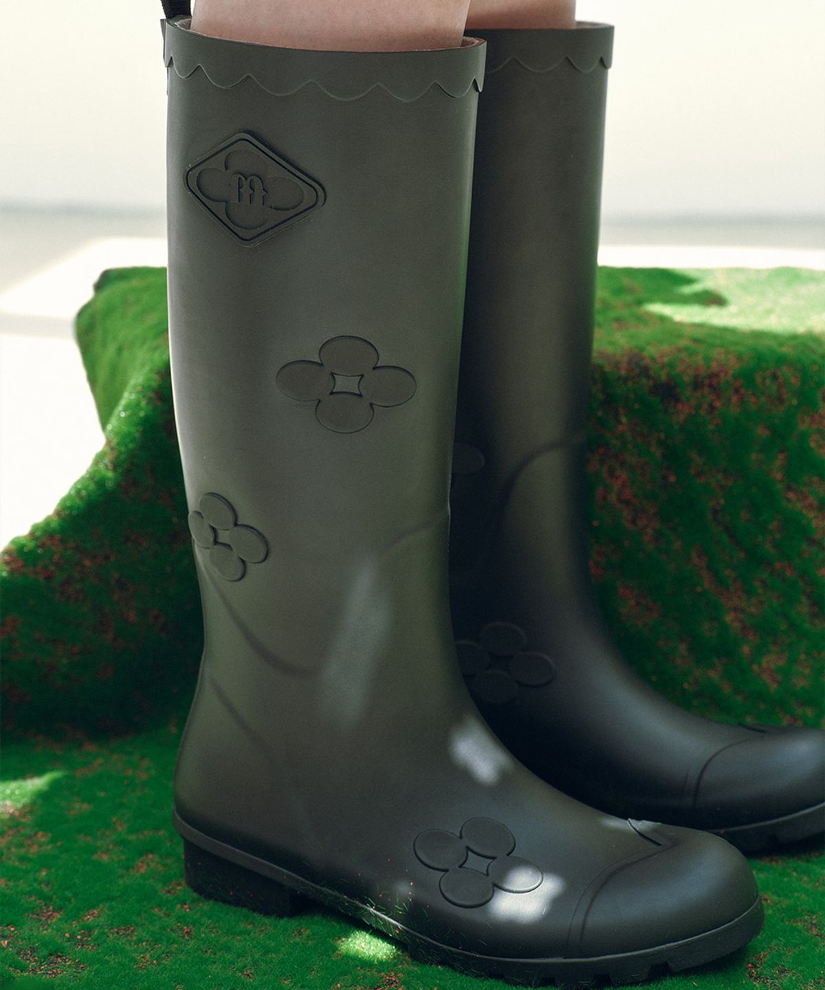 락피쉬웨더웨어(ROCKFISH WEATHERWEAR) [X MINJUKIM] FLORAL PATCH RAIN BOOTS LONG - 4 colors