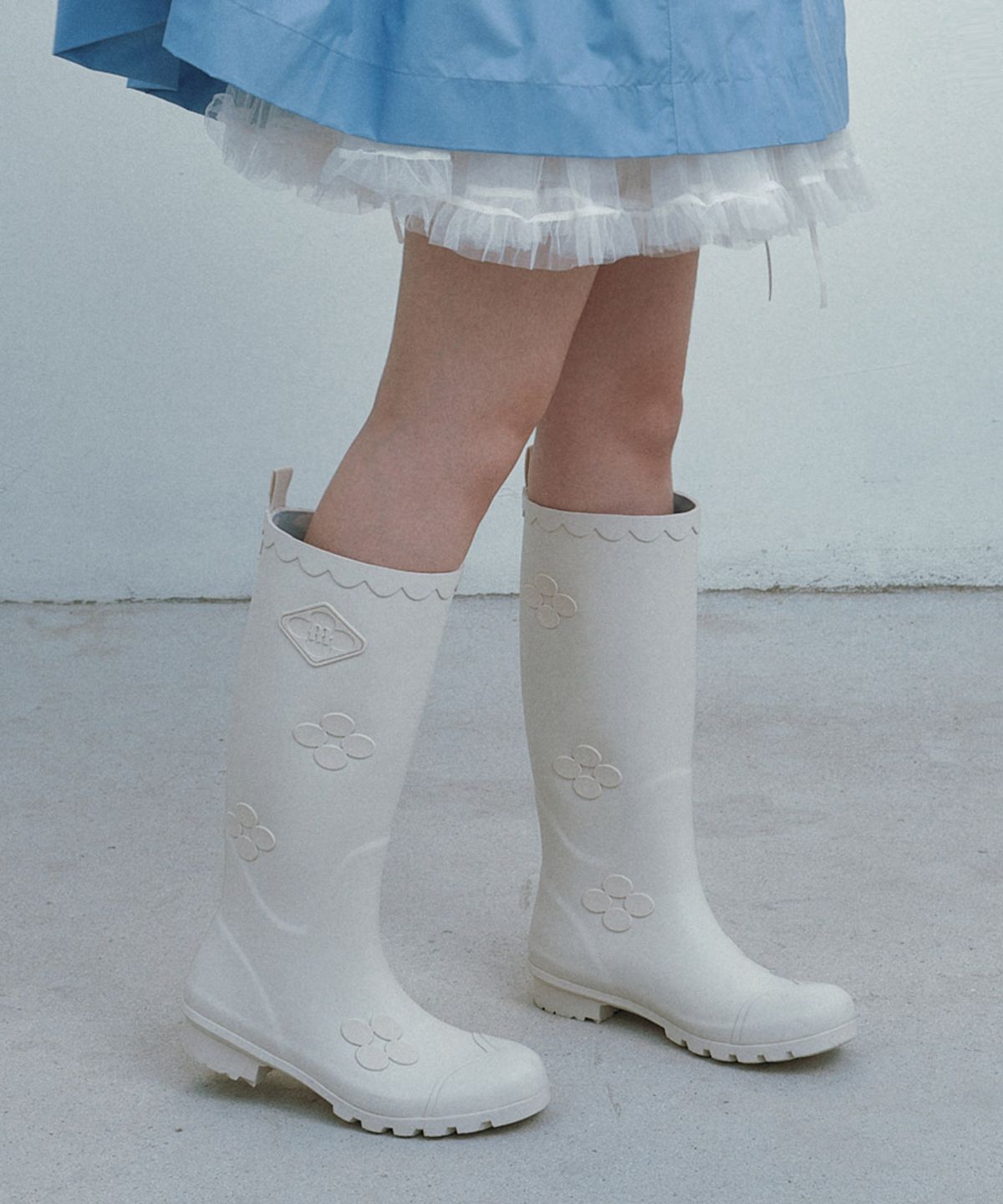 락피쉬웨더웨어(ROCKFISH WEATHERWEAR) [X MINJUKIM] FLORAL PATCH RAIN BOOTS LONG - 4 colors