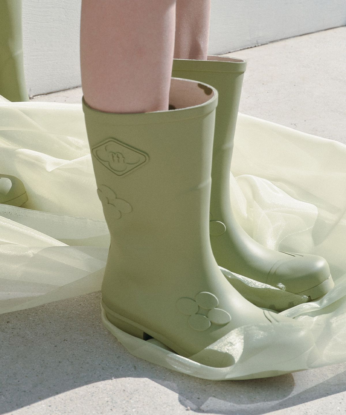 락피쉬웨더웨어(ROCKFISH WEATHERWEAR) [X MINJUKIM] FLORAL PATCH RAIN BOOTS SHORT - 4 colors