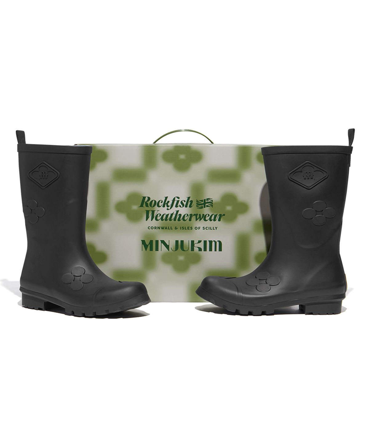 락피쉬웨더웨어(ROCKFISH WEATHERWEAR) [X MINJUKIM] FLORAL PATCH RAIN BOOTS SHORT - 4 colors