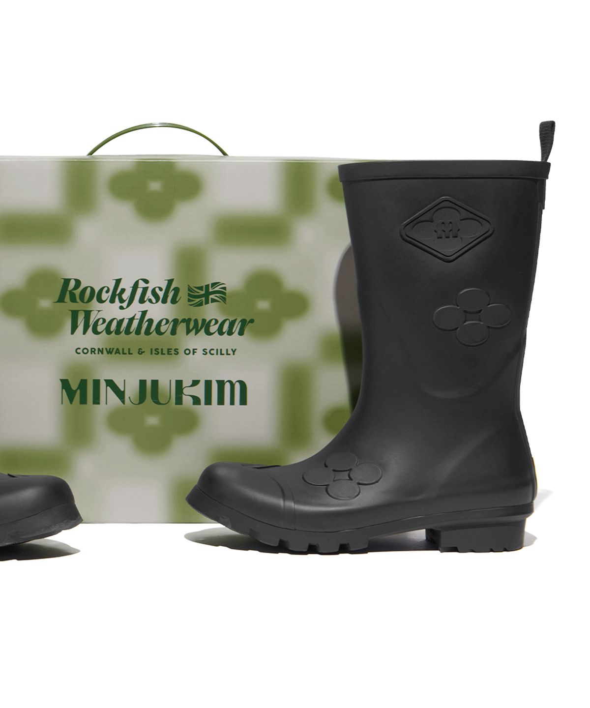 락피쉬웨더웨어(ROCKFISH WEATHERWEAR) [X MINJUKIM] FLORAL PATCH RAIN BOOTS SHORT - 4 colors