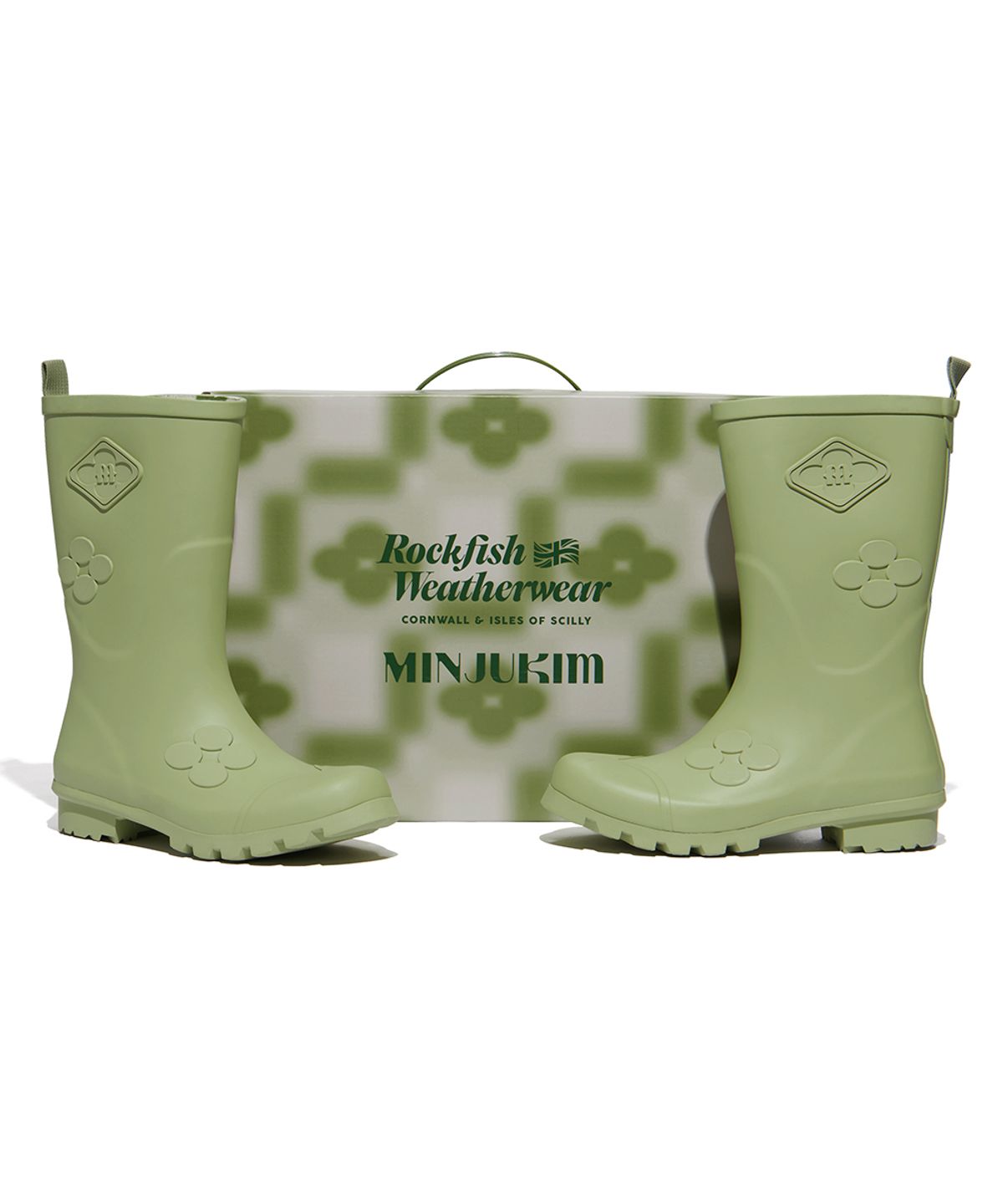 락피쉬웨더웨어(ROCKFISH WEATHERWEAR) [X MINJUKIM] FLORAL PATCH RAIN BOOTS SHORT - 4 colors