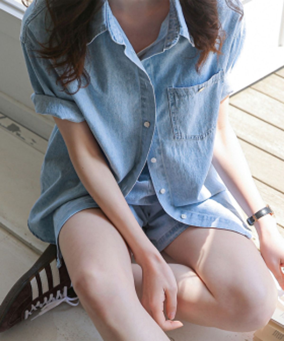 프렌치시크(FRENCHCHIC) [SET]호웬 데님 반팔 셔츠 데님팬츠