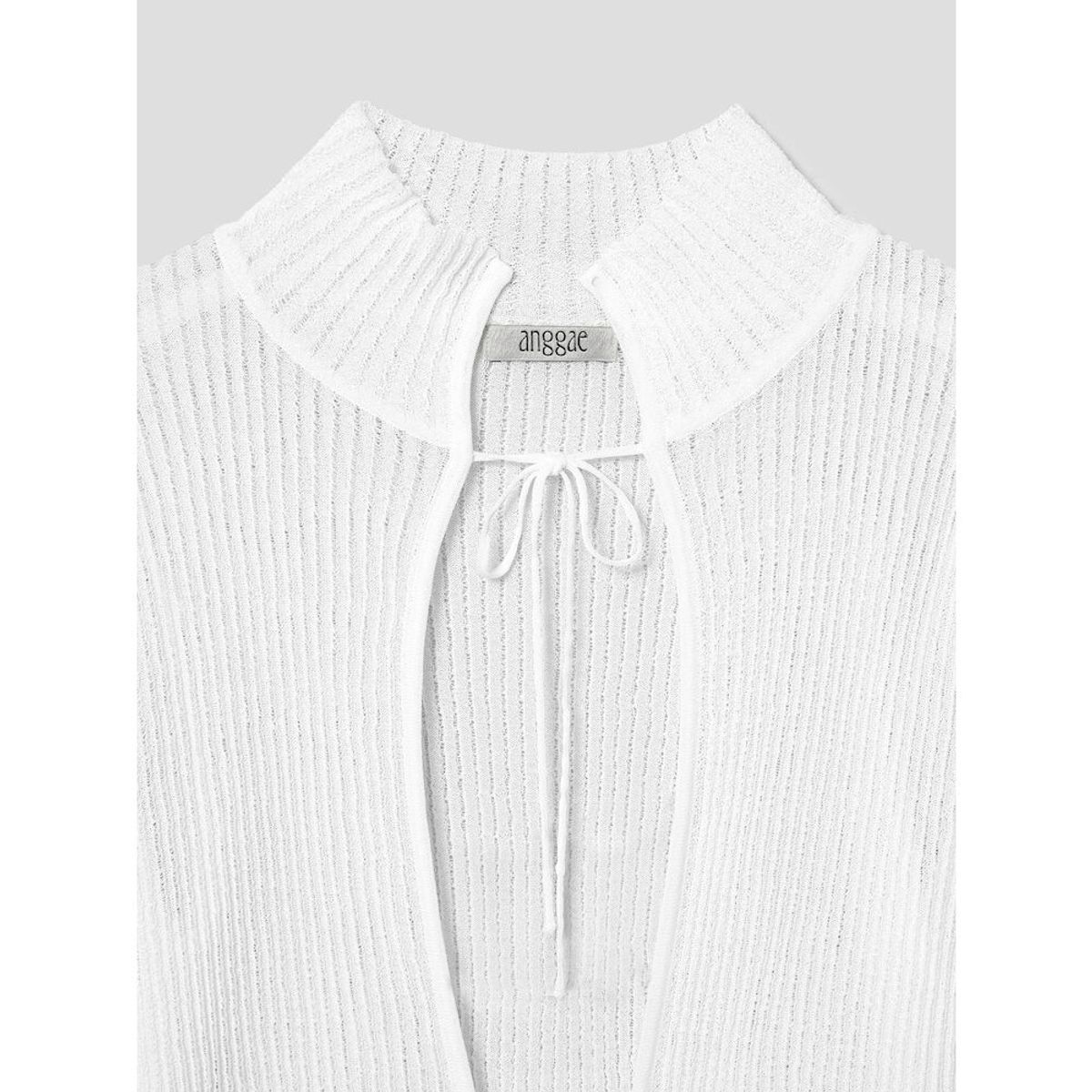 앙개(ANGGAE) Textured Knit Tie Cardigan  White