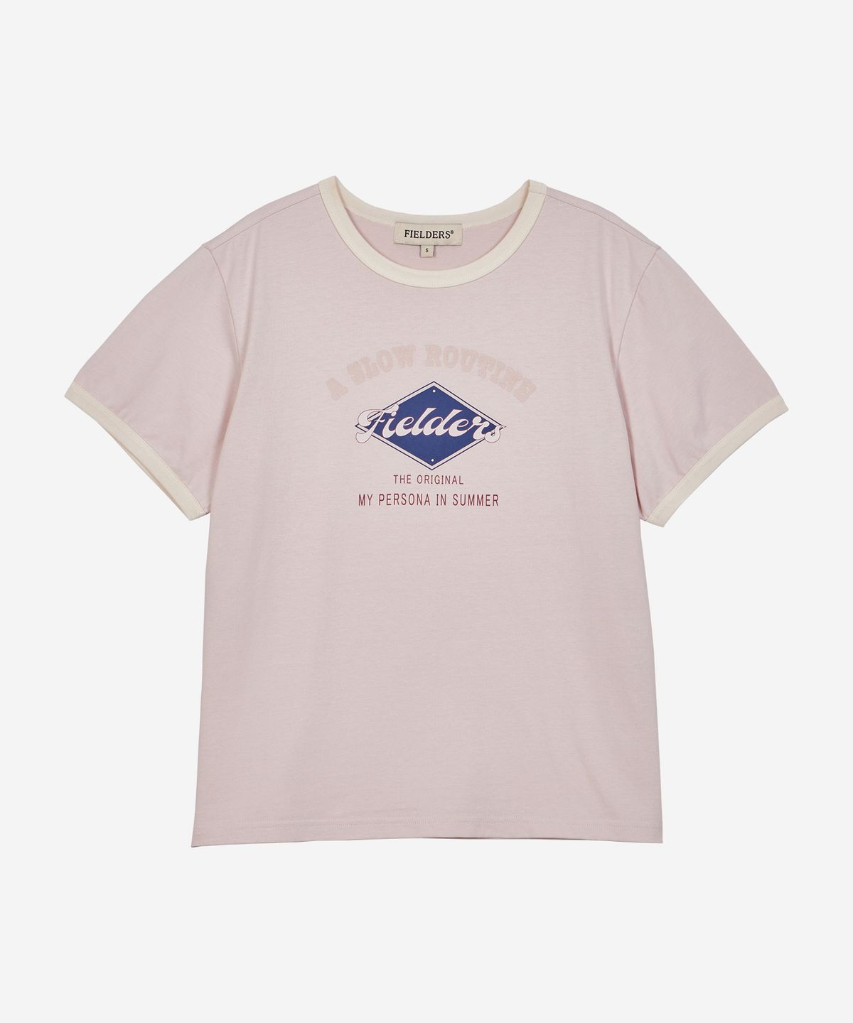 필더스(FIELDERS) GRAPHIC CROPPED RINGER T-SHIRT PINK/BEIGE