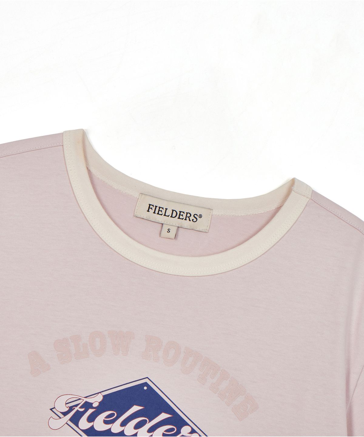 필더스(FIELDERS) GRAPHIC CROPPED RINGER T-SHIRT PINK/BEIGE