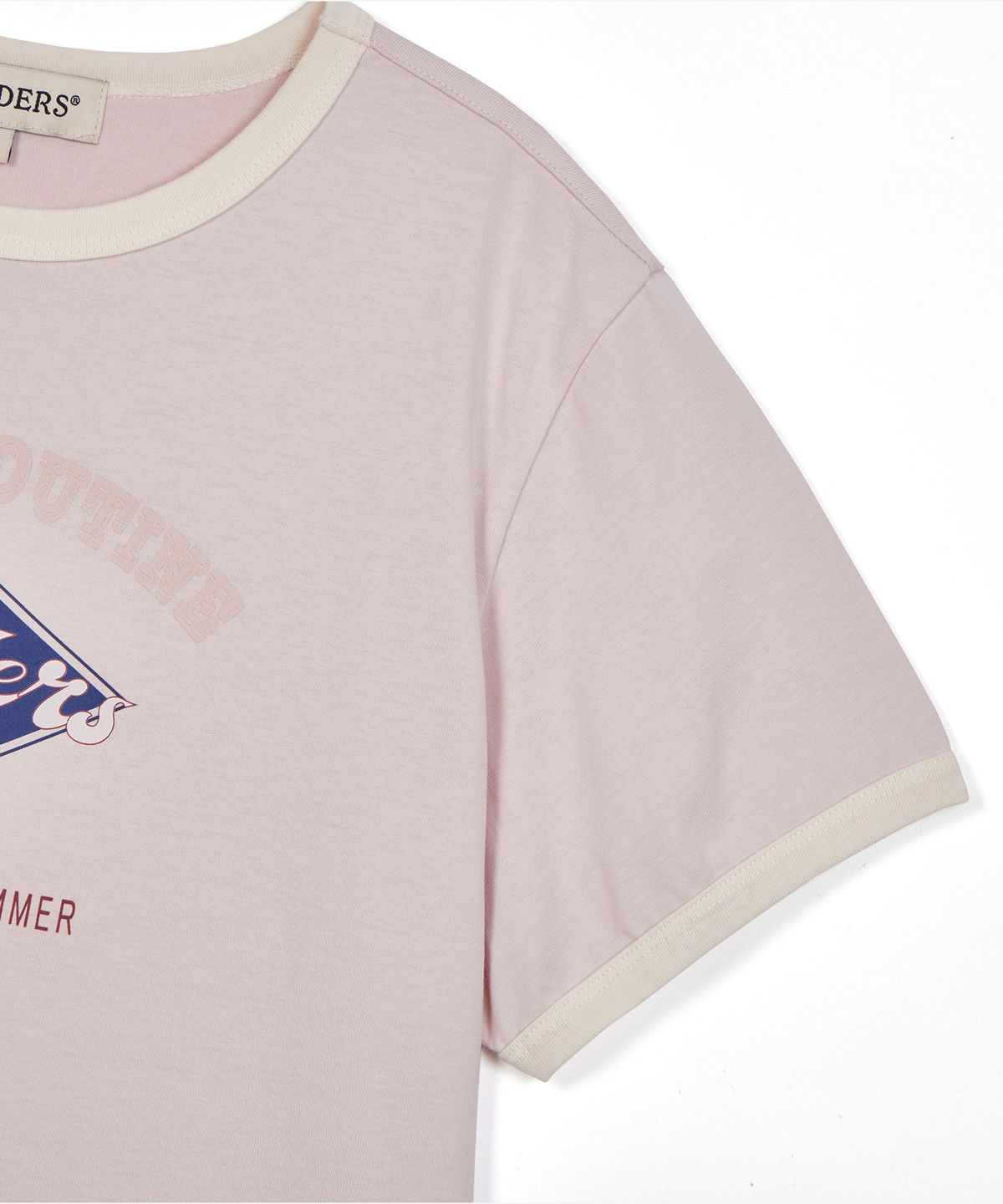 필더스(FIELDERS) GRAPHIC CROPPED RINGER T-SHIRT PINK/BEIGE