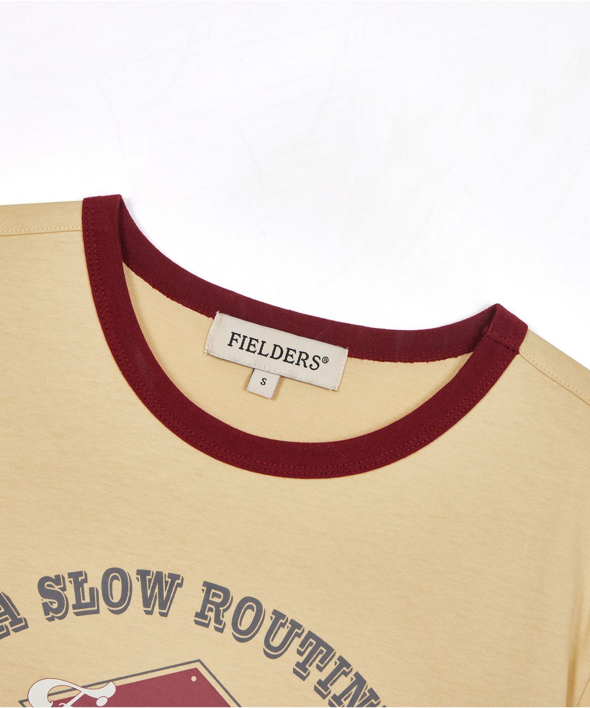 필더스(FIELDERS) GRAPHIC CROPPED RINGER T-SHIRT YELLOW/RED