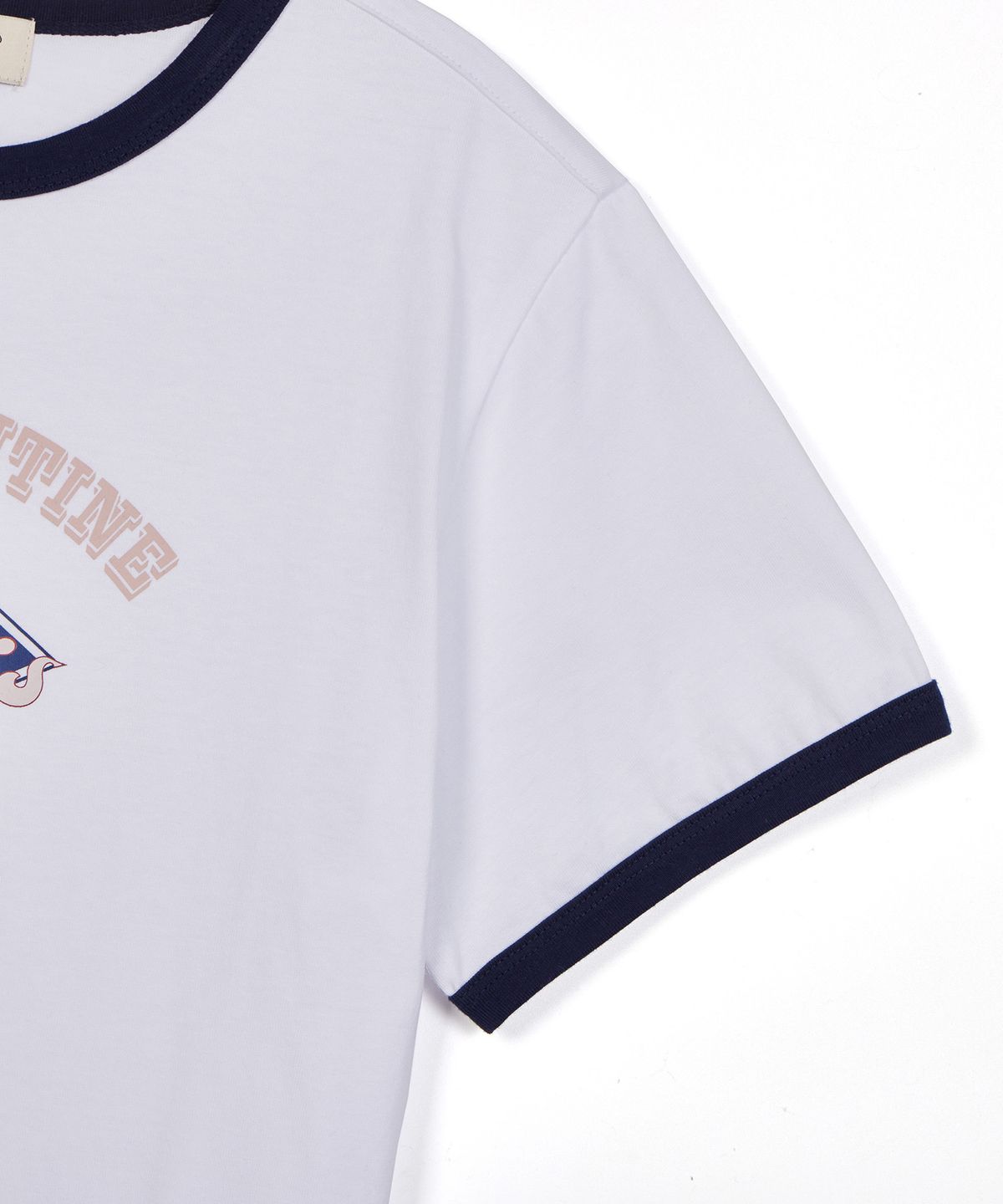 필더스(FIELDERS) GRAPHIC CROPPED RINGER T-SHIRT WHITE/NAVY