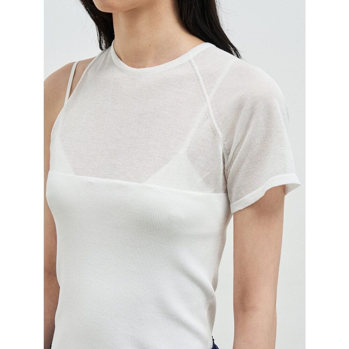 앙개(ANGGAE) Asymmetrical Tube Top  Ivory