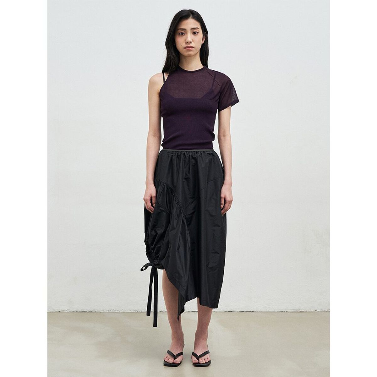 앙개(ANGGAE) Asymmetrical Tube Top  Violet