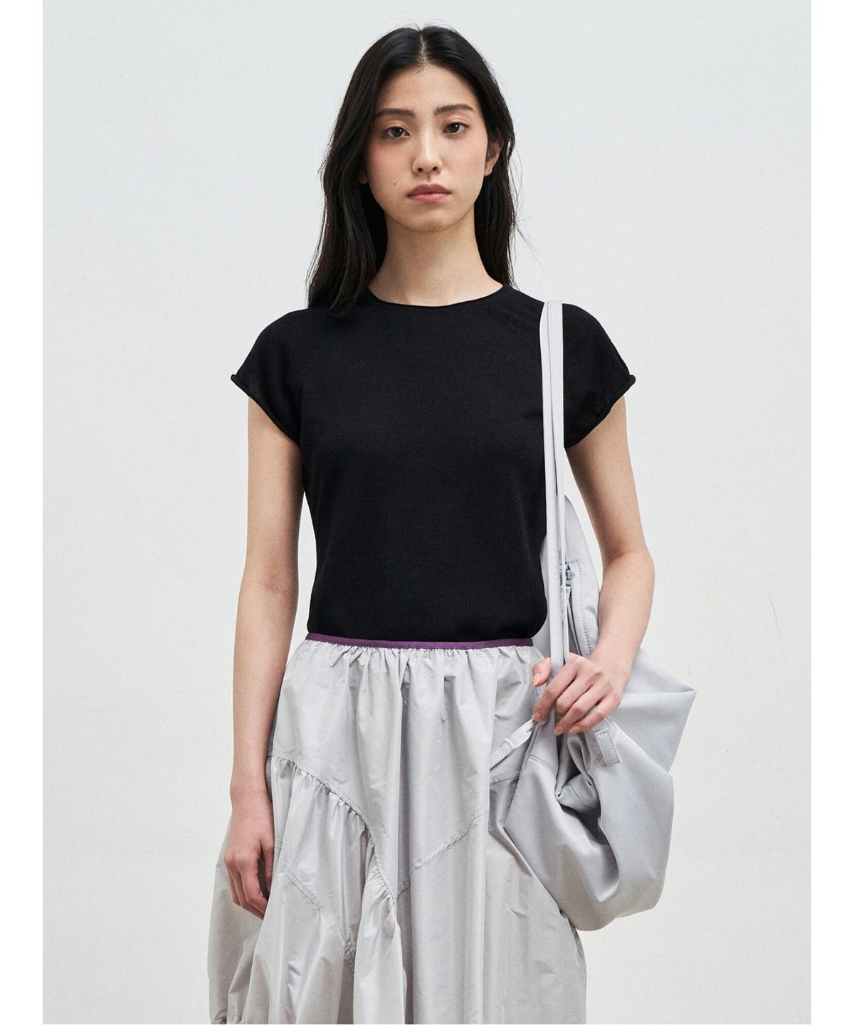 앙개(ANGGAE) Basic Fine Knit TShirt  Black