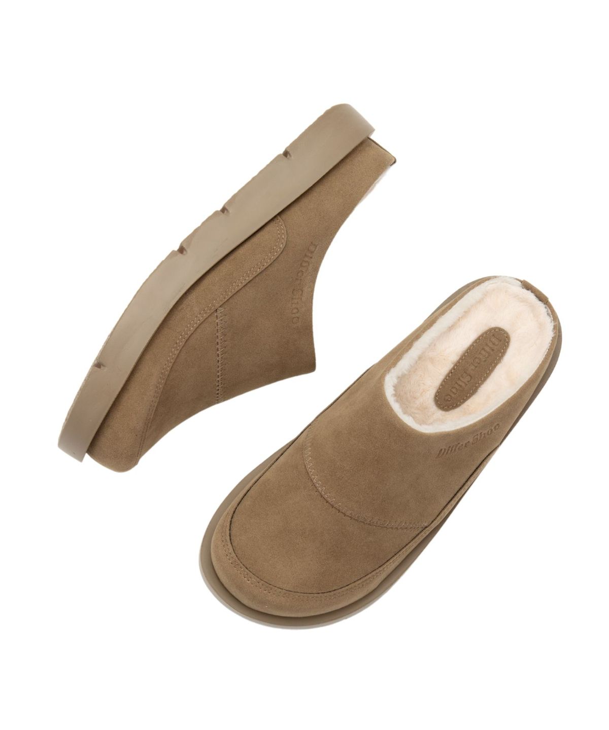 디퍼슈(DIFFERSHOE) 베어 퍼 블로퍼 5.5CM  카키