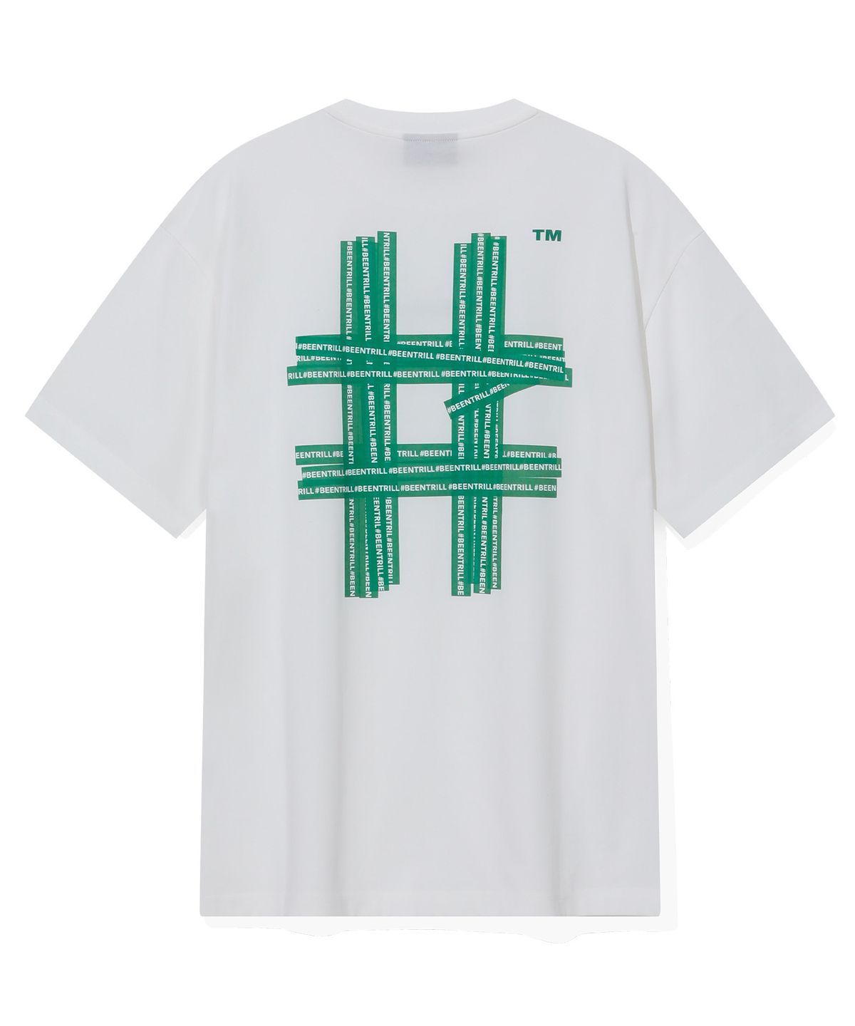 빈트릴(BEENTRILL) 일루전 해시태그 티셔츠(그린)